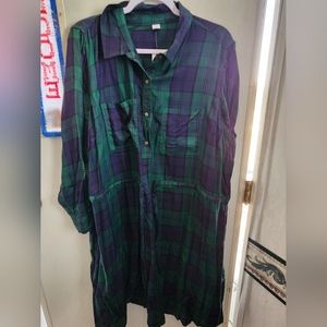 Old Navy 2X green plaid dress NWT